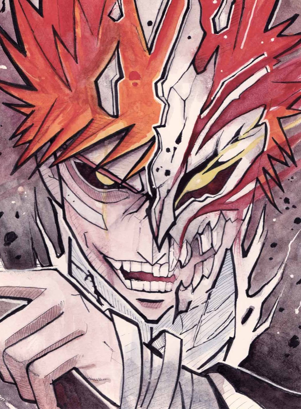 Dessin de Ichigo Kurosaki (Bleach) réalisé à l'aquarelle