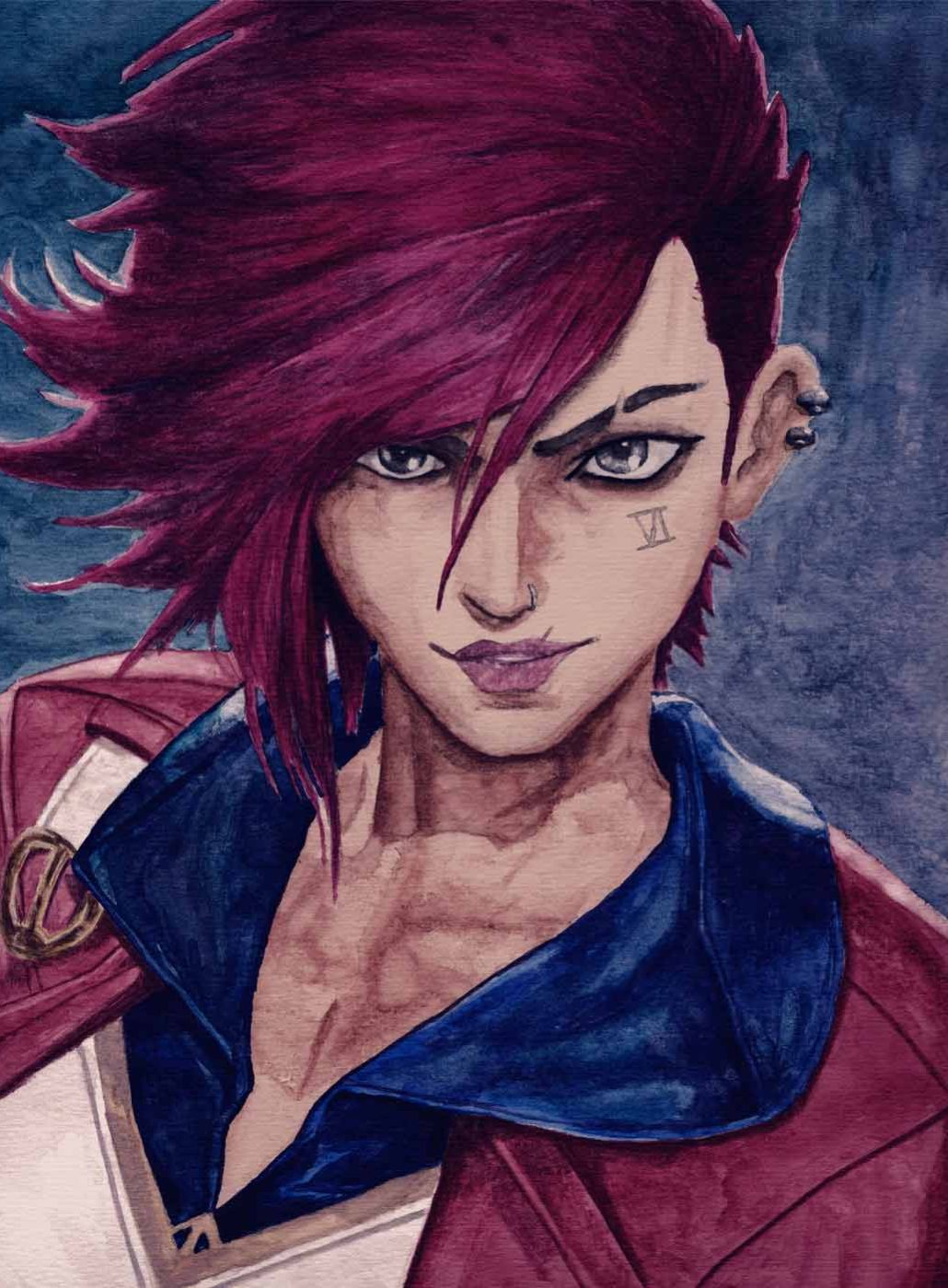 Dessin de VI (Arcane) réalisé à l'aquarelle