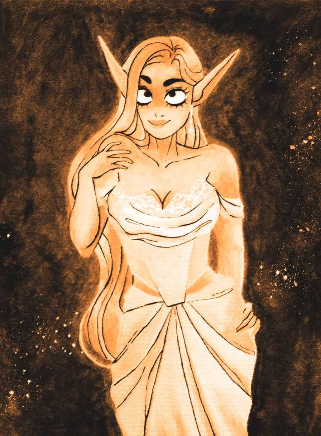 Dessin de Vera (Lore Olympus) réalisé à l'aquarelle avec retouche photoshop